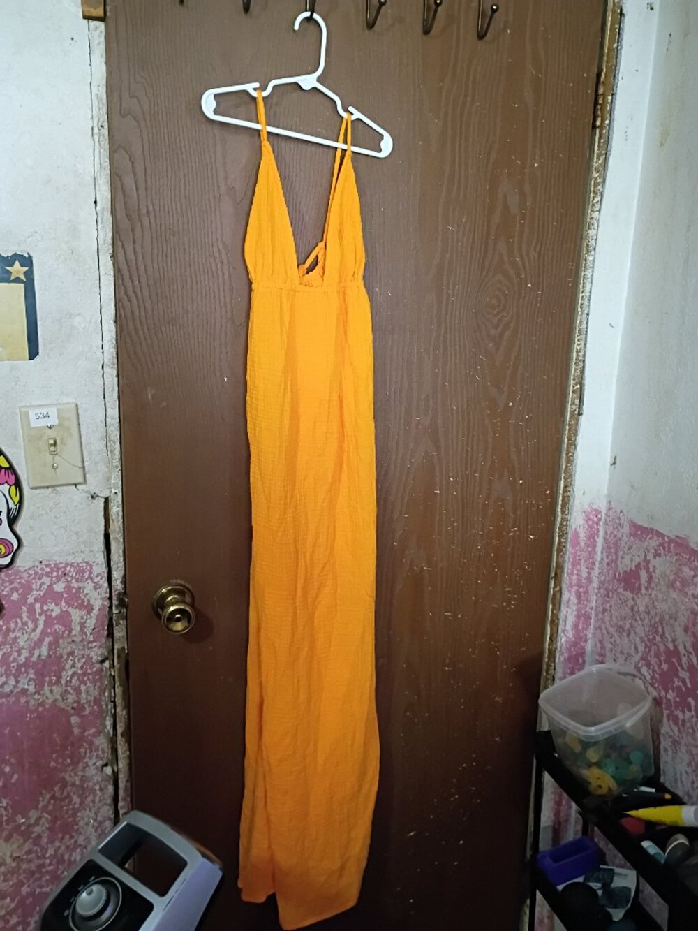 Shade & Shore XS Orange Gauze Tie Back Maxi Swim Cover Up Dress NWT